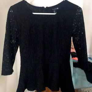 Black lace peplum top